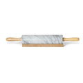 Marble Rolling Pin with Stand – polished marble and wood handles bakery tool