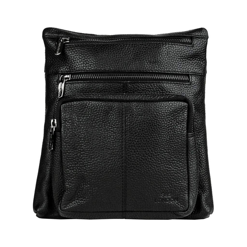 S&S London crossbody bag in black leather
