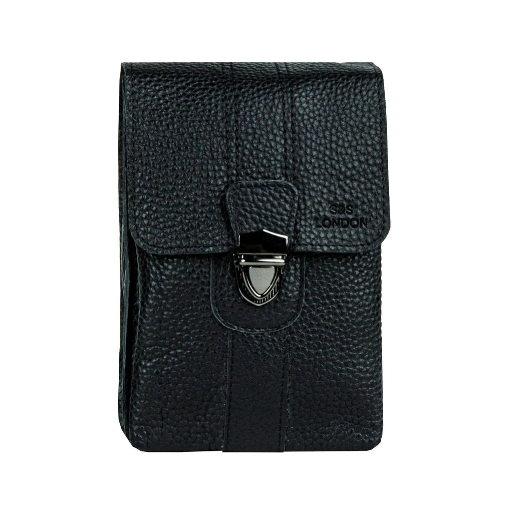 S&S London phone bag in fine black leather