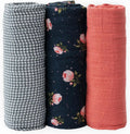 Little Unicorn 3 Pack Cotton Muslin Swaddle - Midnight Rose