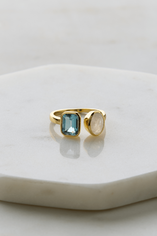Skylar Ring - Moonstone/Blue Topaz