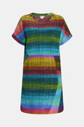 Sono Dress in Komi Print – multicolour ECOVERO™ tee shift dress with pockets