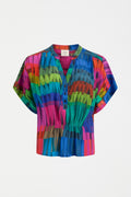 Seka Top in Lind Dark Print – ELK top front view
