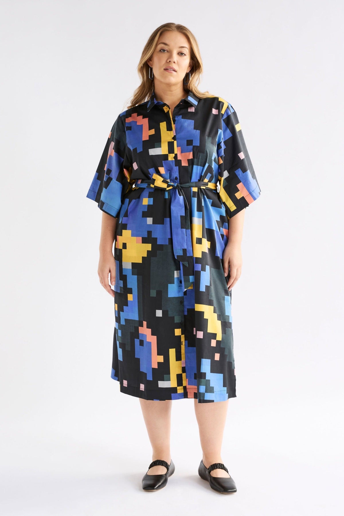 Grand Shirt Dress – button-through midi shirt dress in organic cotton