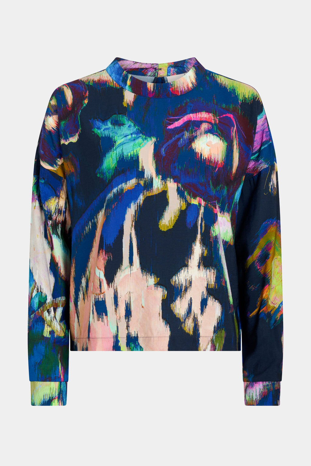 Moda Turtle Neck Top Vaara Print – fitted stretch top with abstract pattern in soft tones