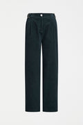 Noemi Cord Pant in Carbon wide-leg organic cotton corduroy trousers