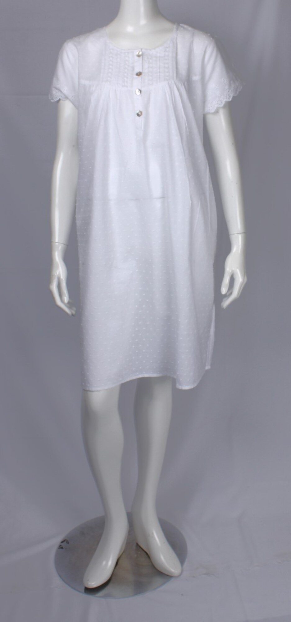 Nightie White Embroidered Swiss Dot