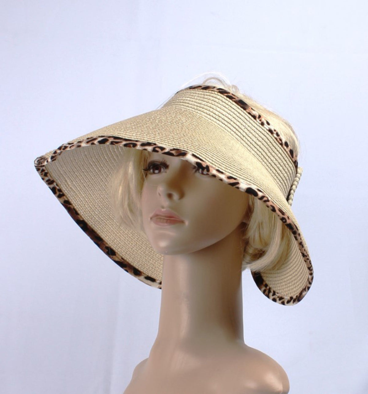 Animal Trim Visor Hat with decorative trim