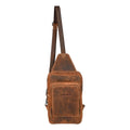 S&S London Sling Bag in tan is a crossbody bag with 2 main zippered compartments and an additional back pocket.