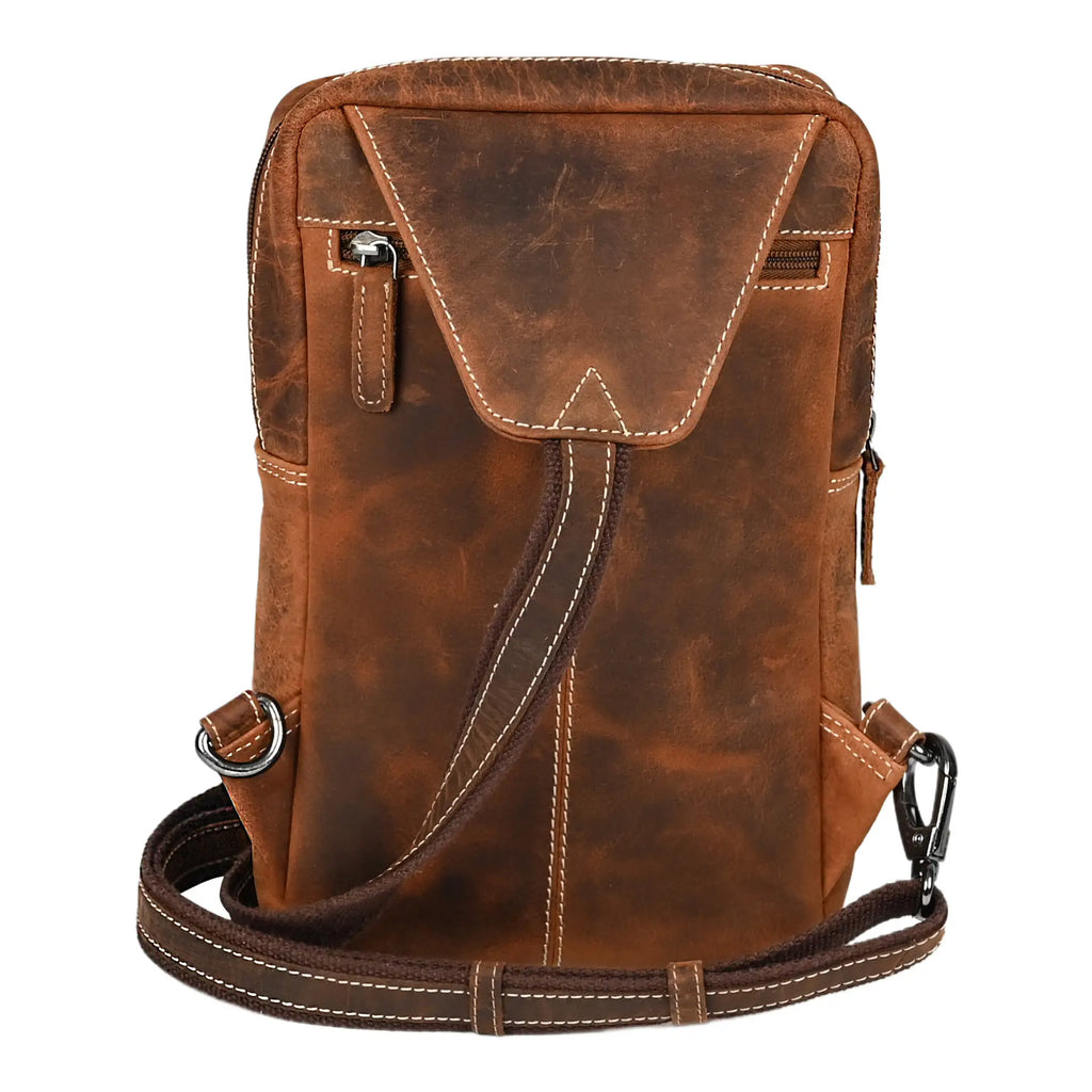 S&S London Sling Bag – Rugged Tan Leather Crossbody Bag