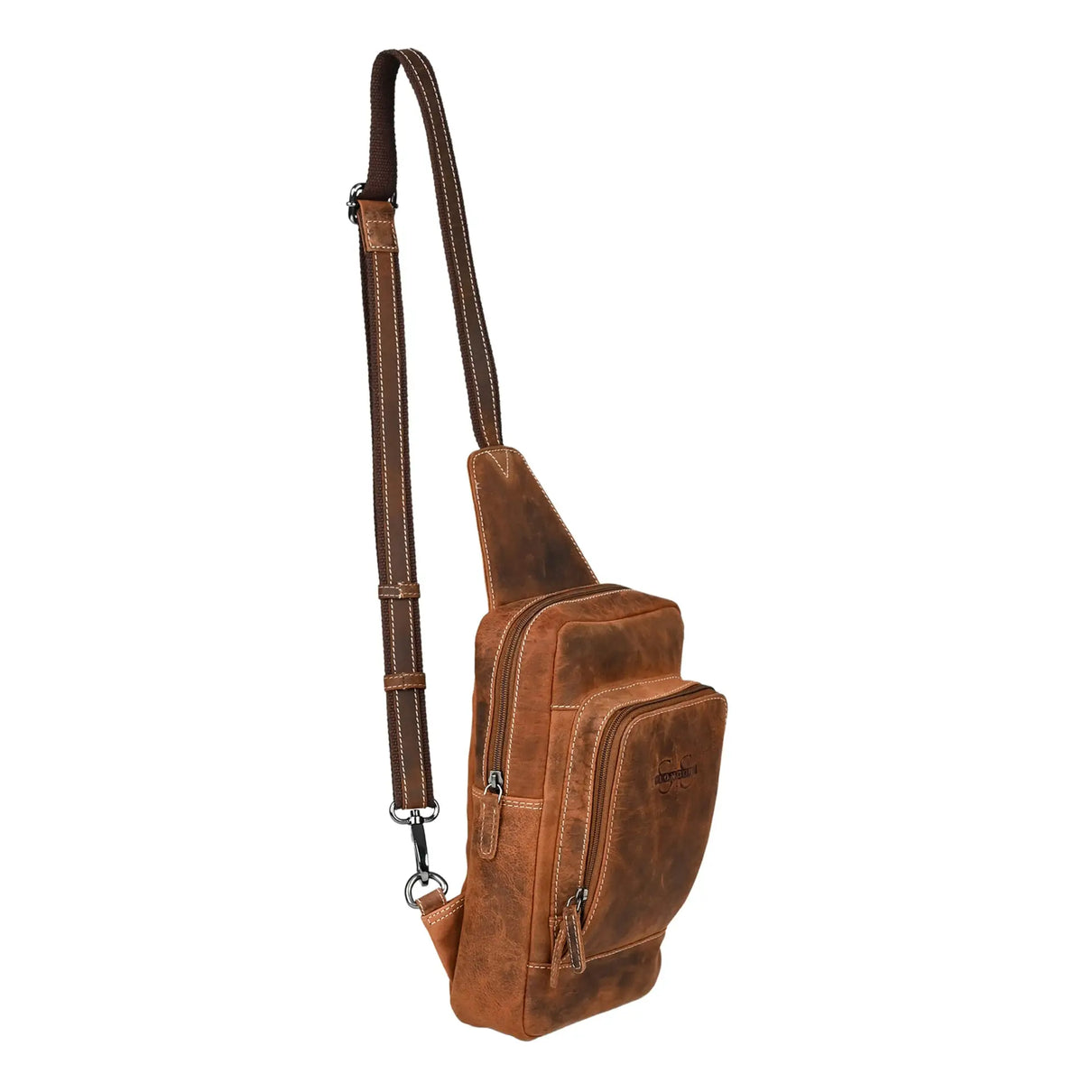 S&S London Sling Bag – Rugged Tan Leather Crossbody Bag