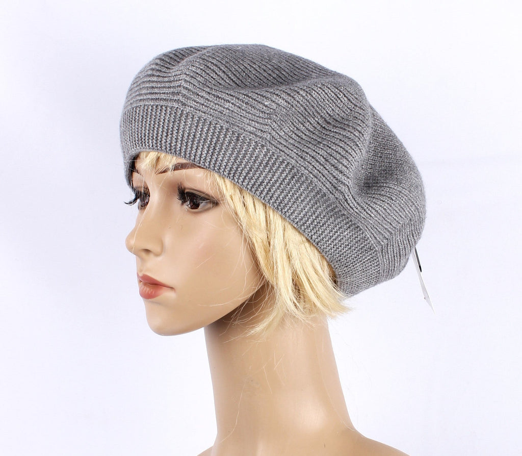 Ribbed Beret - Angora Blend