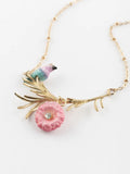 Branch necklace, Roller bird and thistle