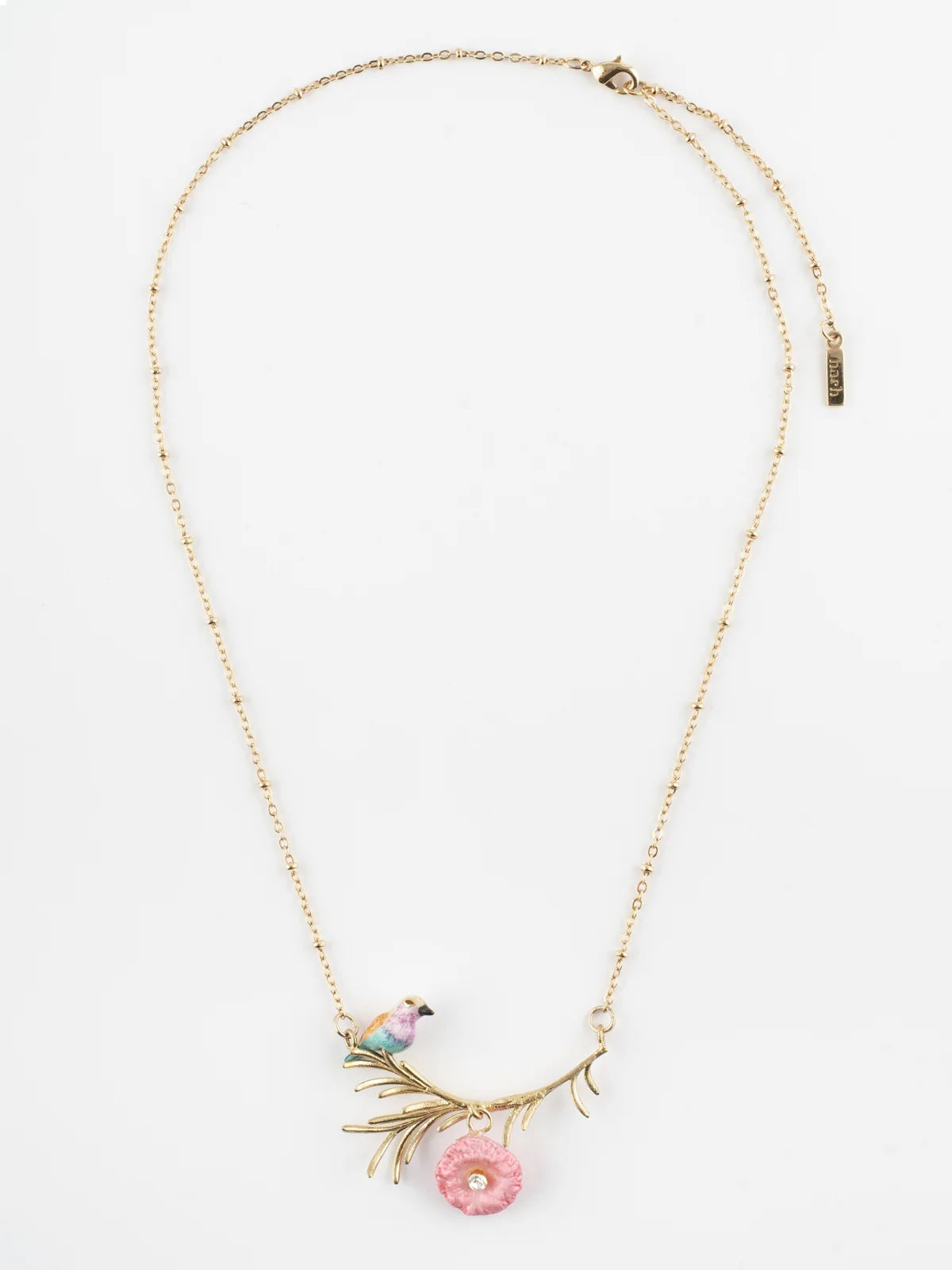 Branch necklace, Roller bird and thistle