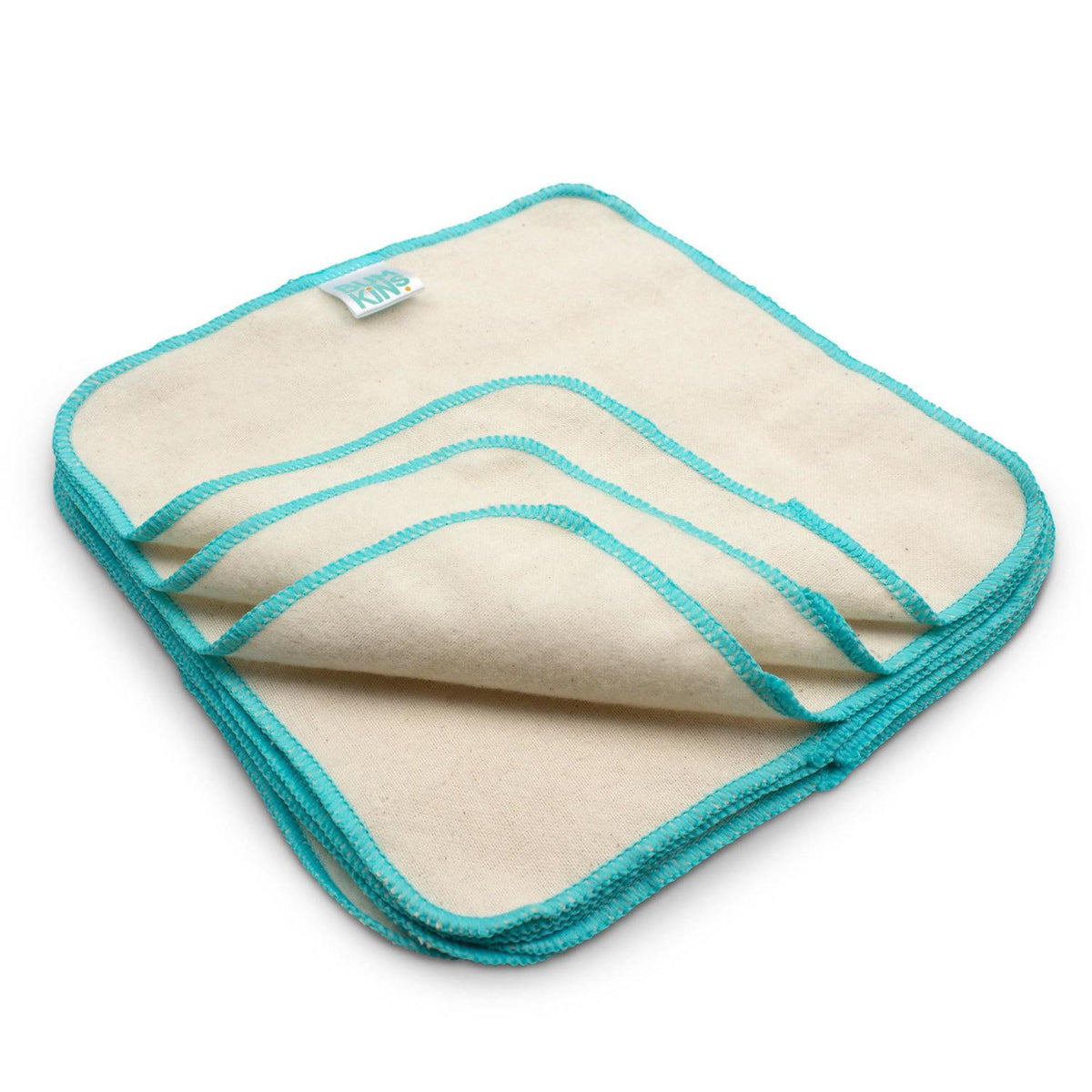 Reusable Baby Wipes - Natural/Aqua Trim