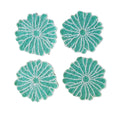 Beaded Flower Coasters Blue set of 4 – handmade blue beaded flower design