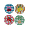 Beaded Coasters Set of 4 Fruit – handmade lemon, cherries, pineapple, and watermelon designs