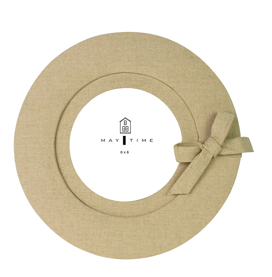 Frame - Round Fabric w/Bow 6x6 Beige
