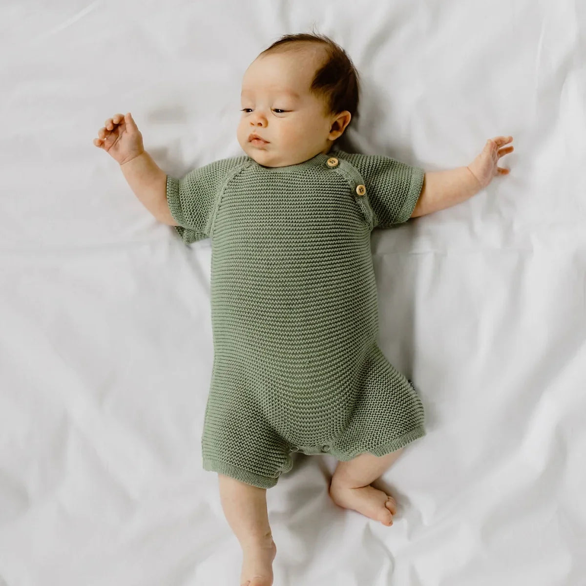 Charlie Mint Knit Romper cotton baby knit romper in mint