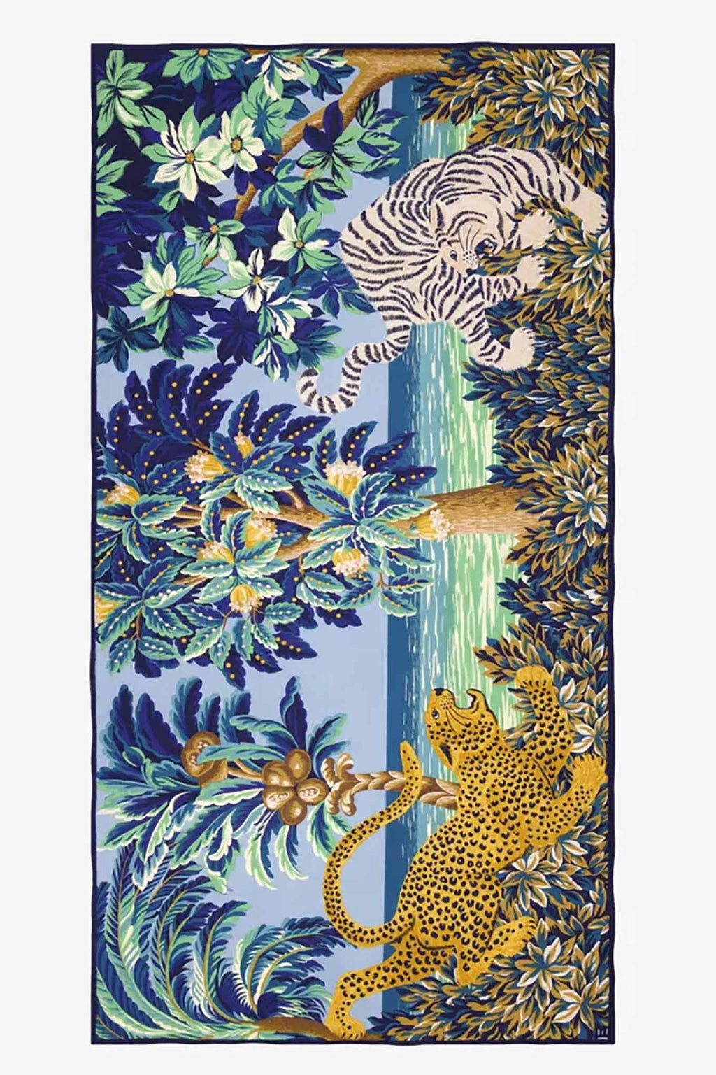 Chatou Cotton Silk Scarf with a bold and playful wild cat design