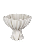 Cleo Compote Vase in soft white - 3D printed textured wide mouth vase