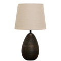 Delhi Oval Small Beaten Lamp Base & Raw Linen Shade (36cm)