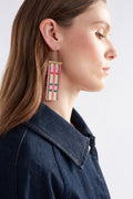 Ivett Large Drop Earring - Pink Punch Check