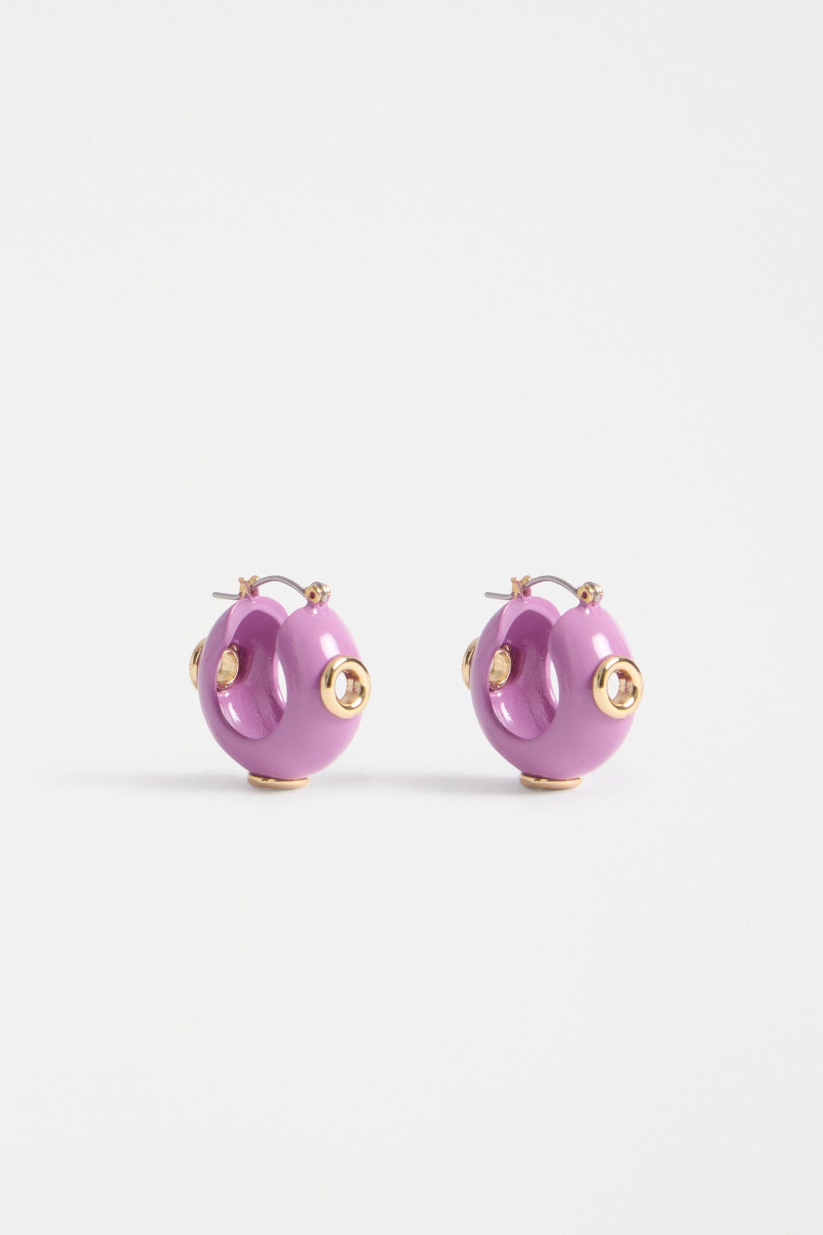 Jans Hoop Earring Elk – Chunky mini hoop in glossy enamel with metallic rivet