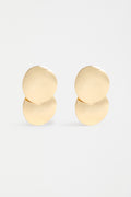 Gold Klara Earrings — sculptural metal discs, 4.5 cm drop