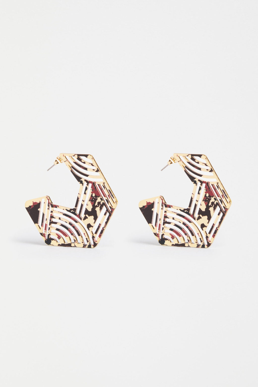 ELK Azenn geometric statement hoop earrings with abstract print