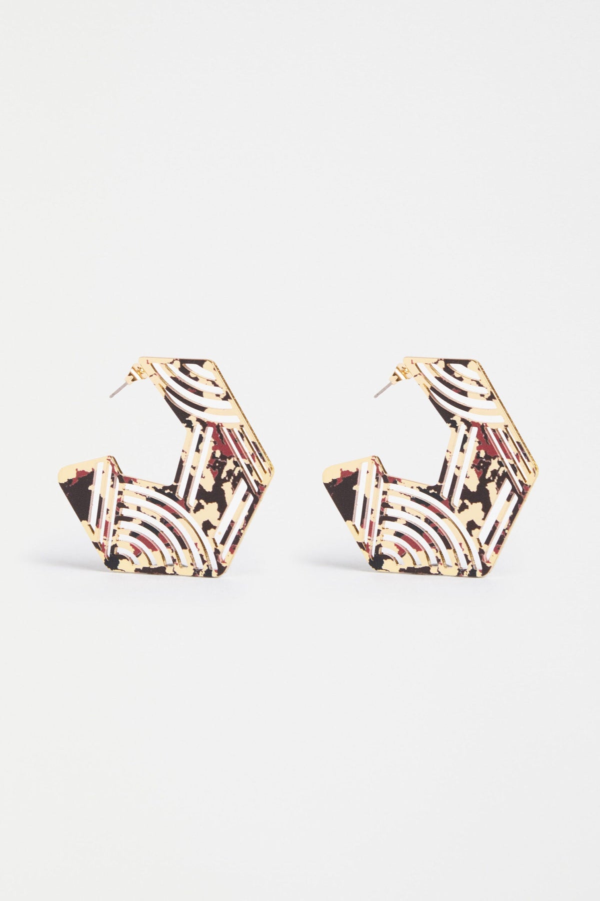 ELK Azenn geometric statement hoop earrings with abstract print