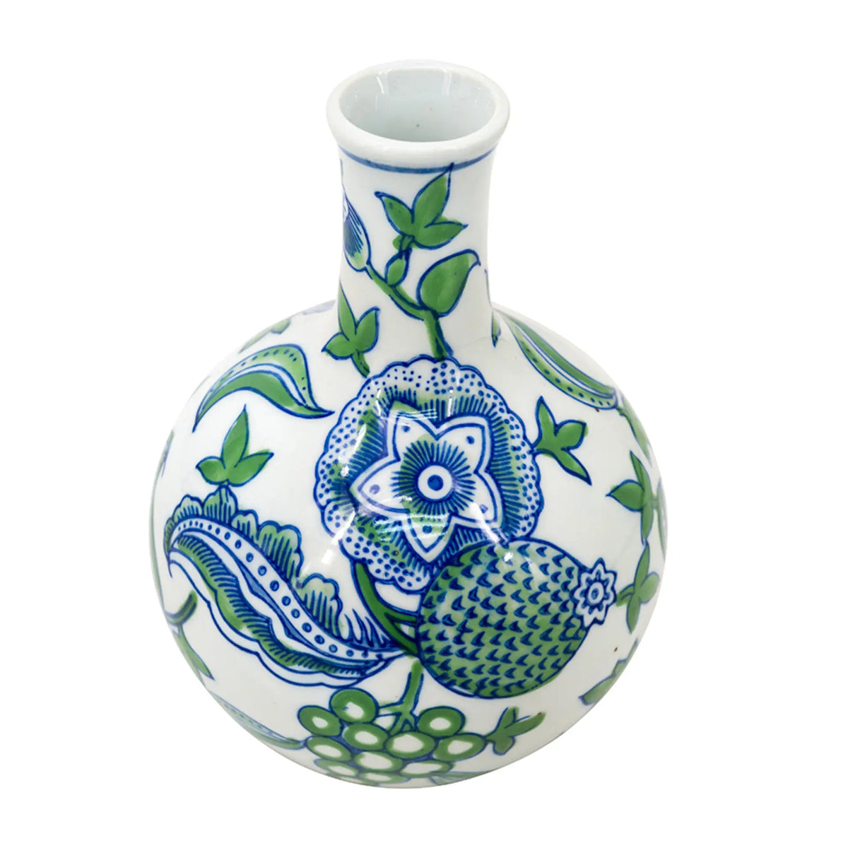 Cherry Blossom Blue Green & White Lidded Jar and Vase Set