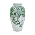 Green & white porcelain vase -decorative vase for home styling with a classic bird and foliage detailing