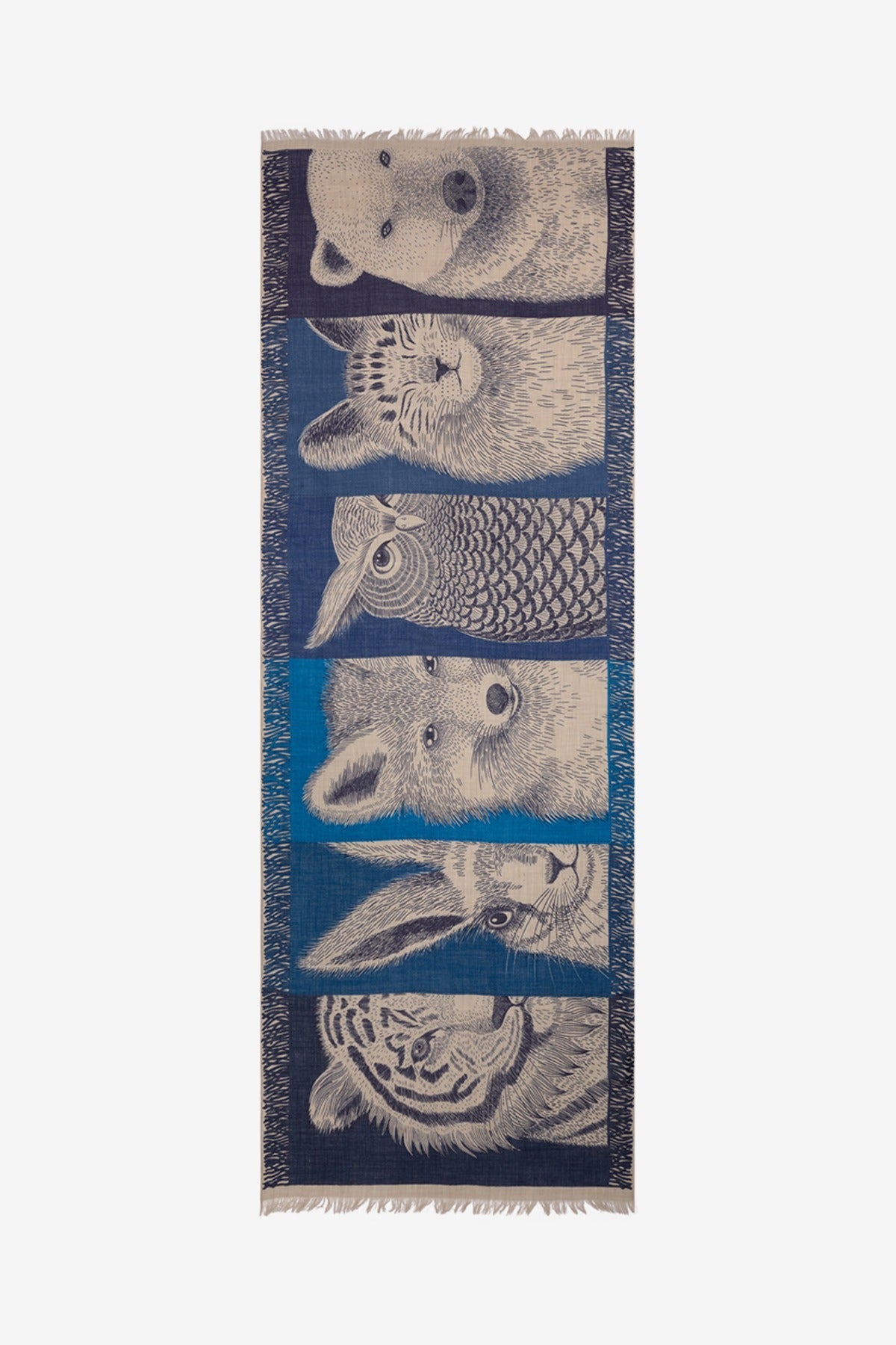 Inoui Editions Freres Wool Scarf 70x190cm animal motif French designer scarf
