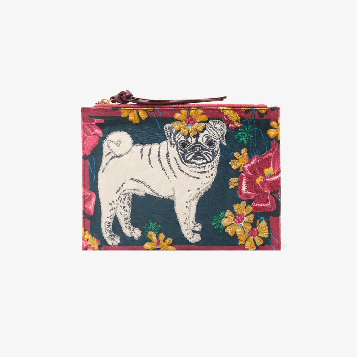 Embroidered Pouch Toutou Emerald - 22x15cm