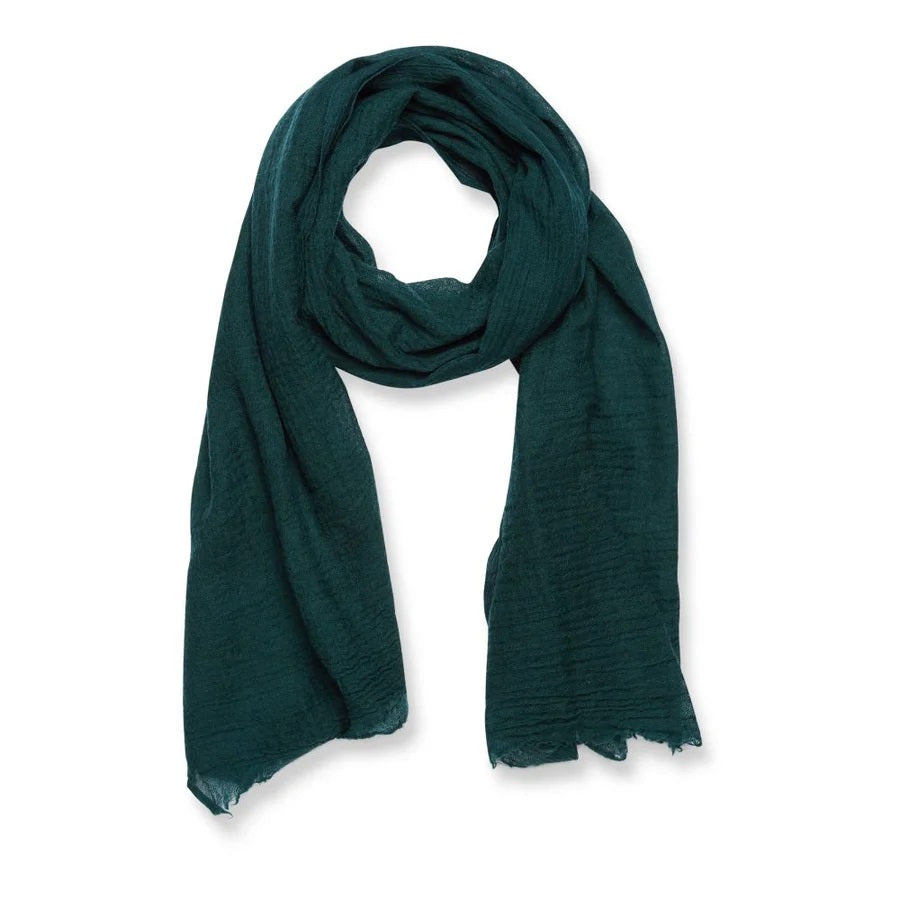 Flick Boiled Wool Scarf - Forest Green