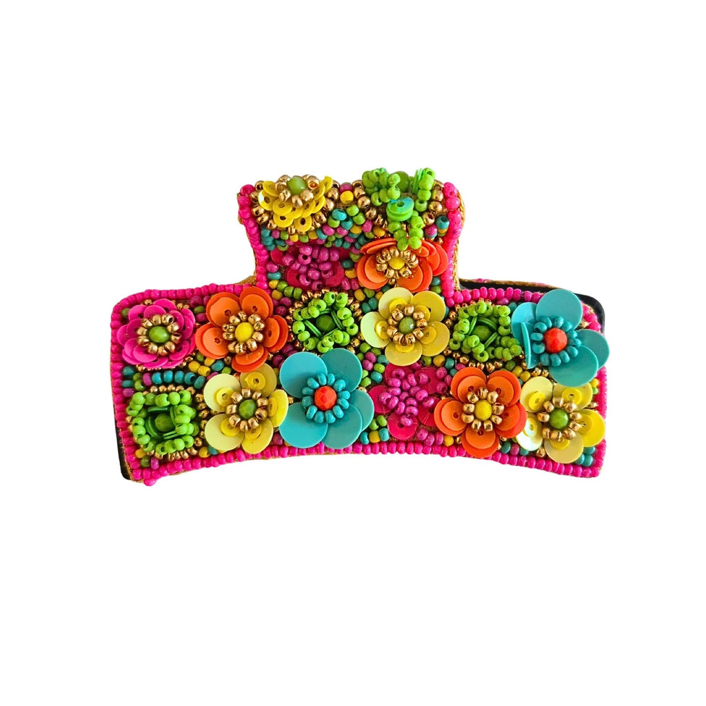 Sequin & Bead Hair Grip - Floral