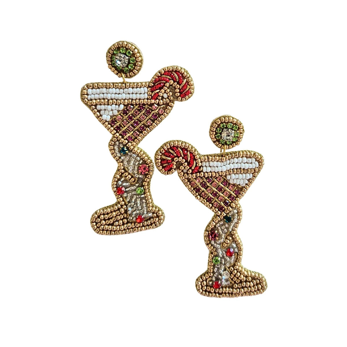 Christmas Cocktail Earring – festive beaded holiday jewellery