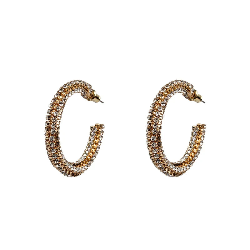 Earrings - FC Gold/diamante bling hoops