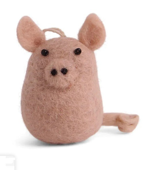 Lucky Pig Ornament – Handcrafted wool pig decoration