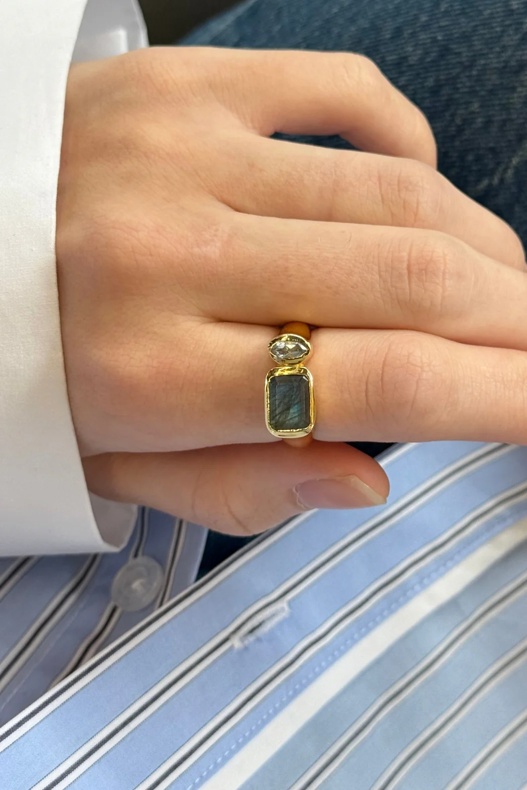 Hazel Ring - Labradorite & Blue Topaz