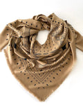 Dark Hampton Holden Wool Silk scarf featuring Ellie Compton's distinctive linework art.