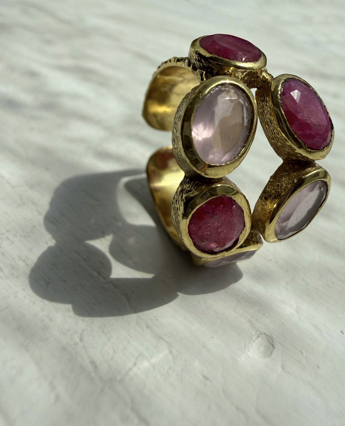 Ring - Rose Quartz & Ruby Corundum