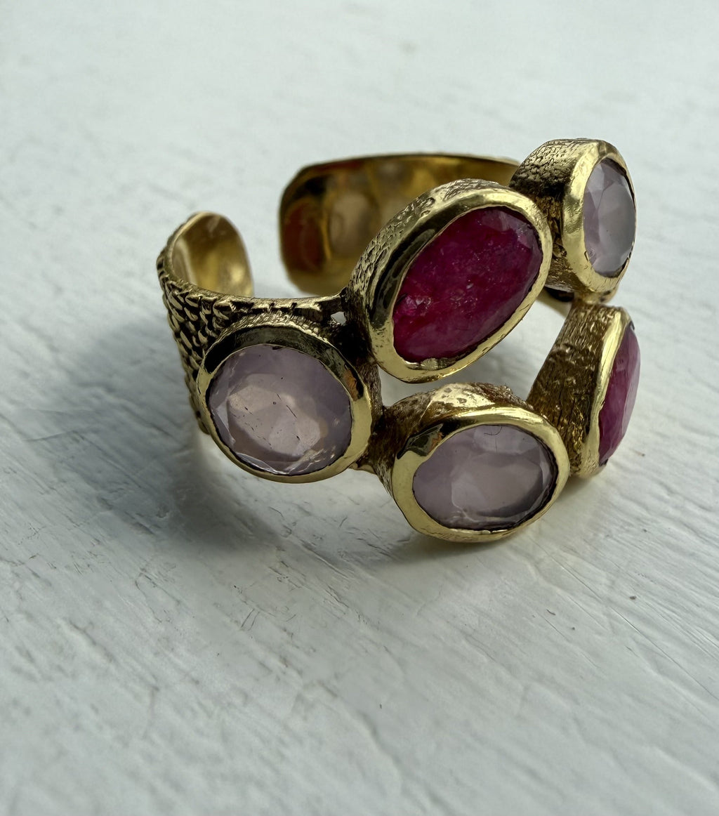 Ring - Rose Quartz & Ruby Corundum