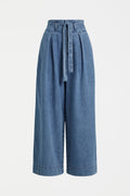 Elk Arbet Jean in Chambray Blue - Wide leg, sash waish tie