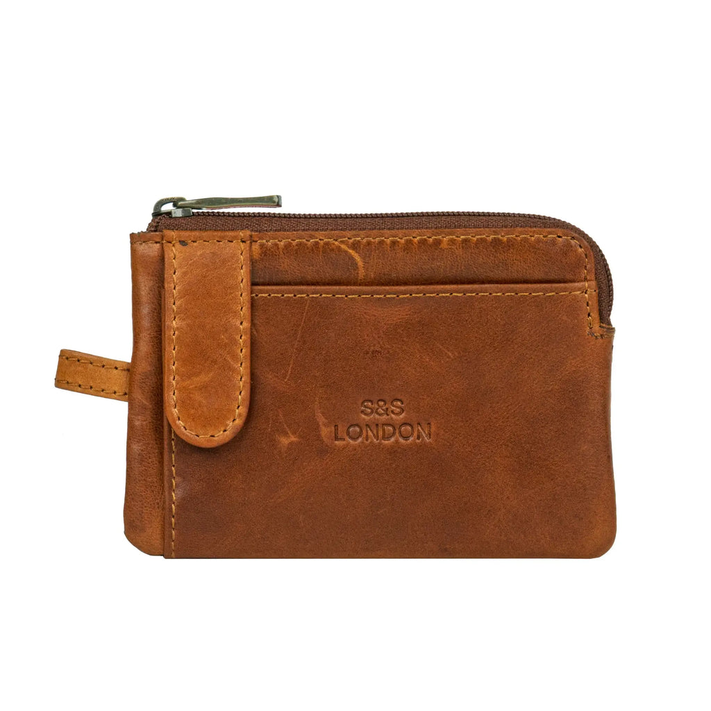 S&S London leather card case in tan colour with RFID protection