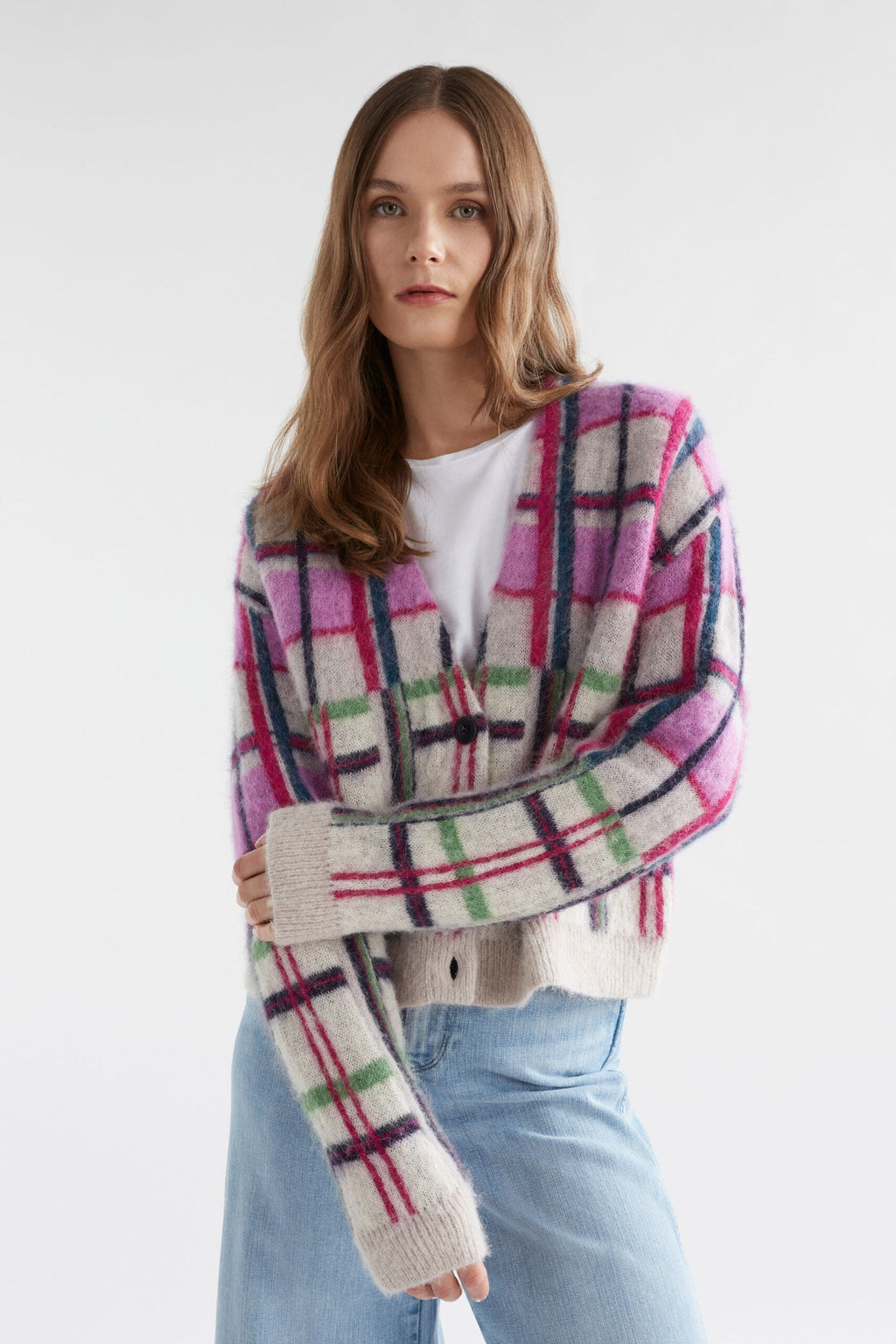 Ostti Cardigan -NEW NAVY CHECK