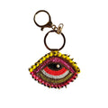 Close-up of Beaded Keychain Evil Eye Pink handmade detail