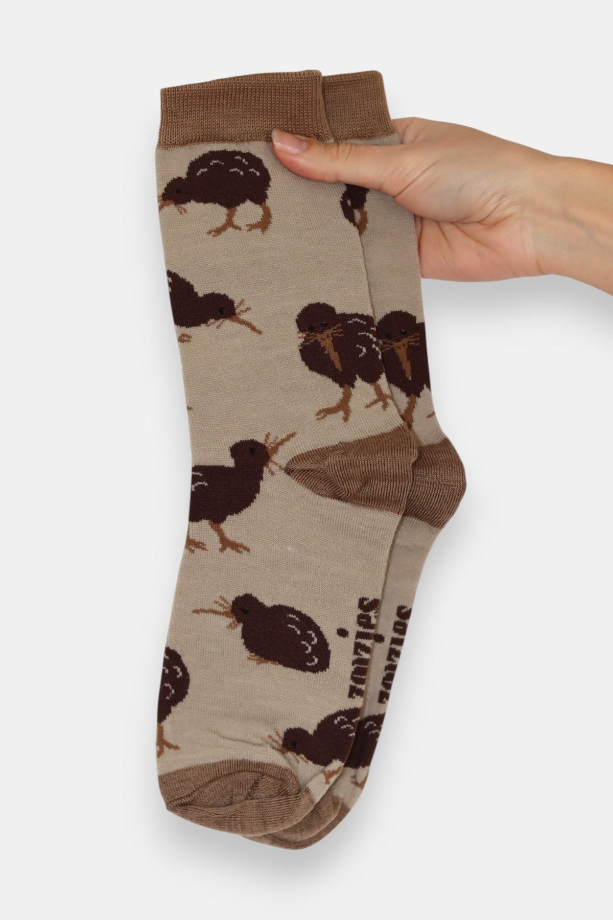 Zoozies Kiwi Merino Socks featuring a New Zealand native kiwi bird design made from NZ merino wool