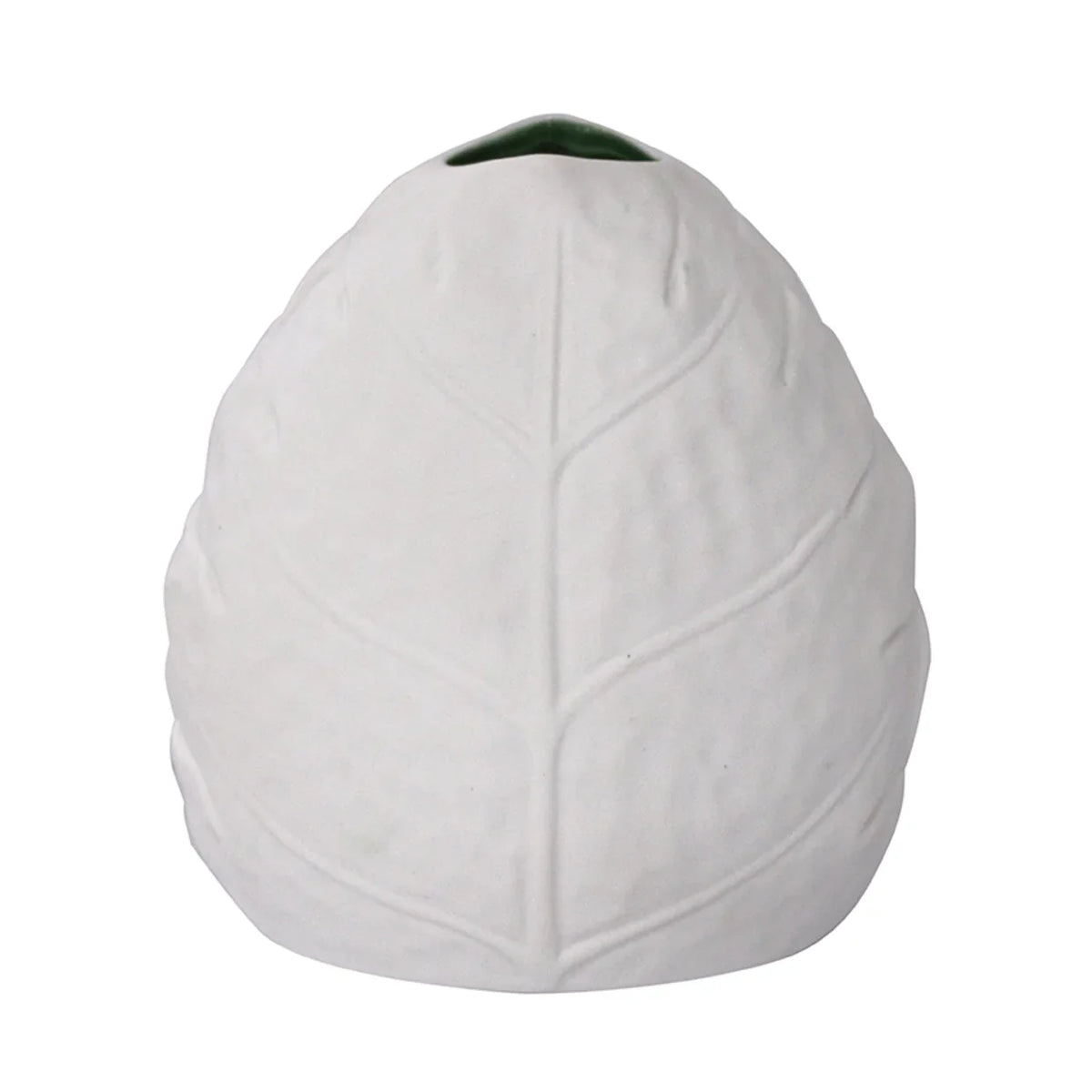 Leaf Vase - White With Green Interior